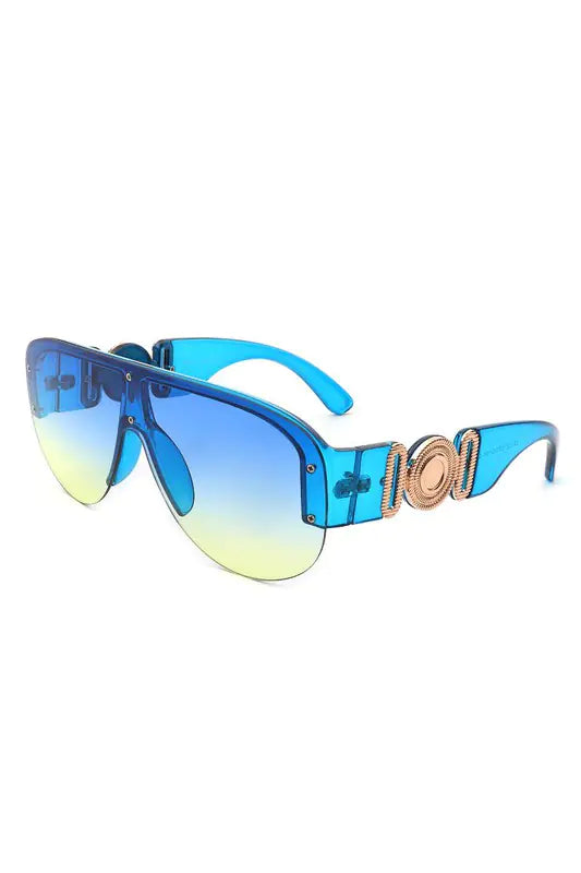 Half Frame Retro Oversize Aviator Sunglasses - Variety Products Market