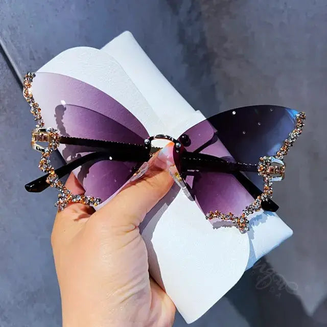 Rimless Diamond Butterfly Sunglasses - Variety Products Market