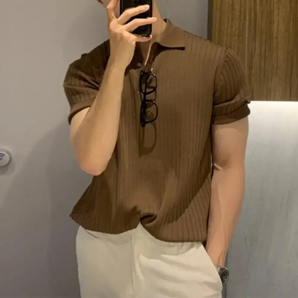 Loose Knit Lapel T-shirt - Variety Products Market