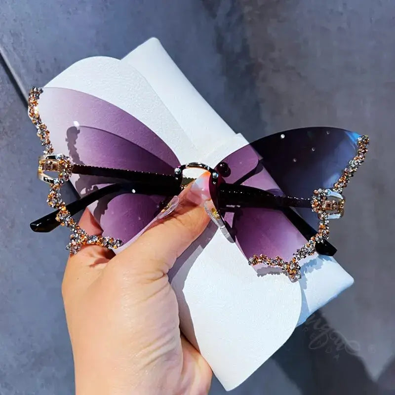 Rimless Diamond Butterfly Sunglasses - Variety Products Market