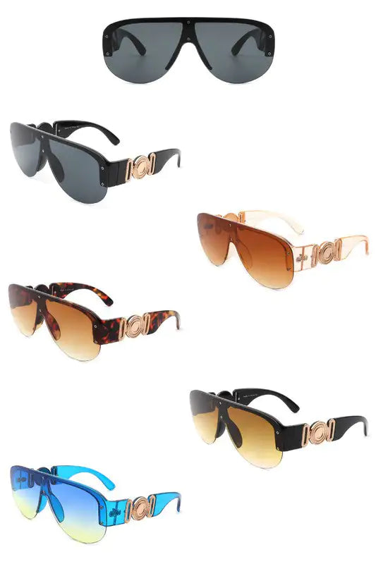 Half Frame Retro Oversize Aviator Sunglasses - Variety Products Market
