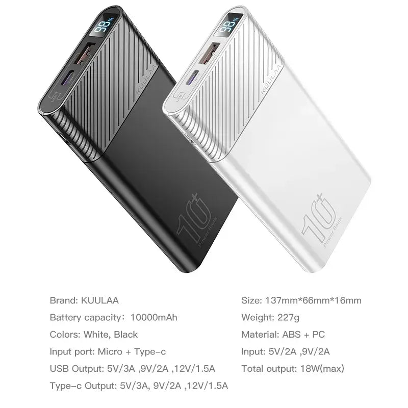 KUULAA Power Bank 10000mAh QC PD 3.0 PoverBank - Variety Products Market