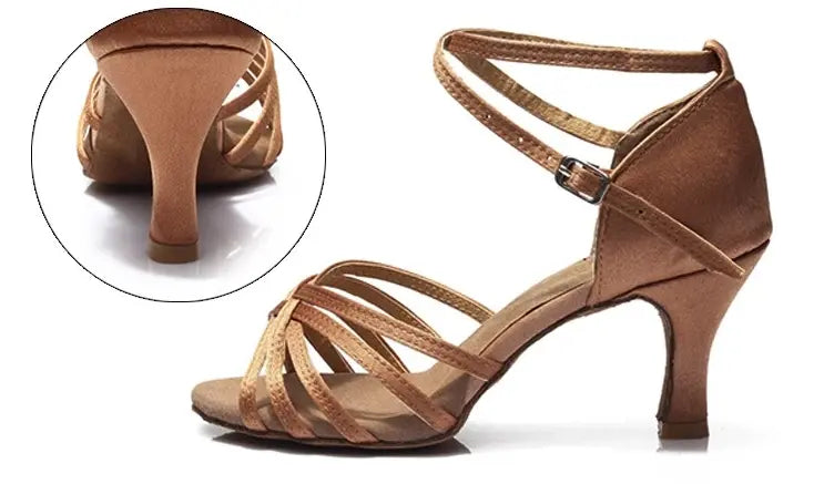 Women's Salsa Bachata Ballroom Dance Shoes Tan - Variety Products Market