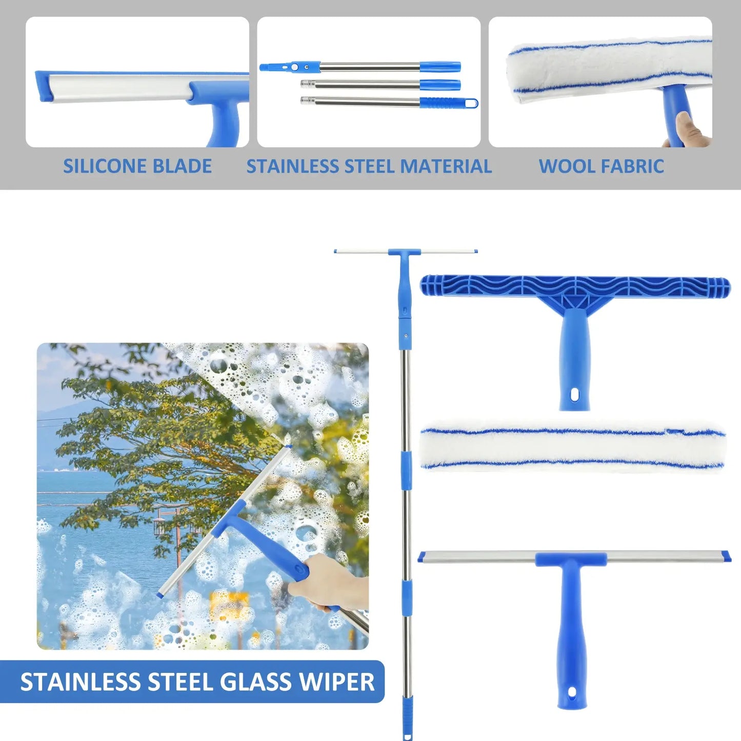 3 in 1 Glass Brush Windows Cleaner - Variety Products Market