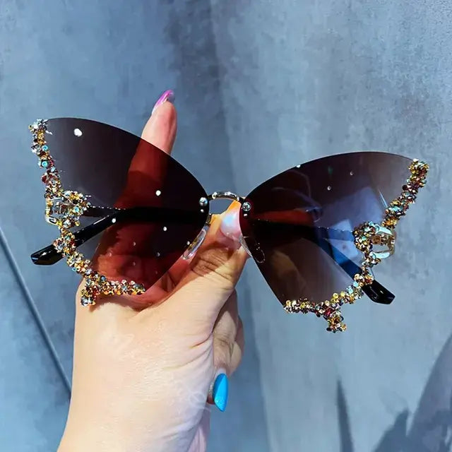Rimless Diamond Butterfly Sunglasses - Variety Products Market