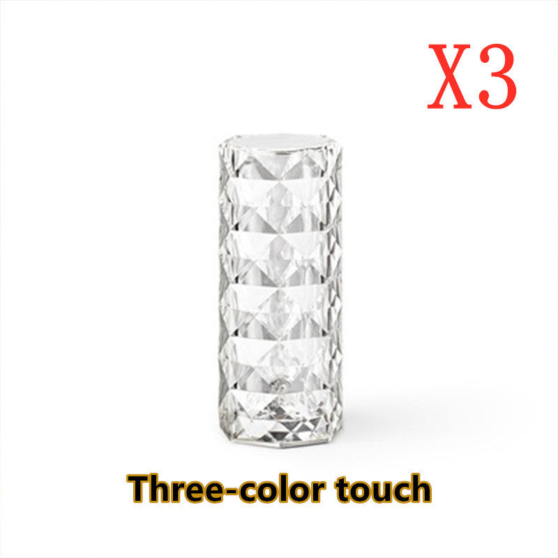 Nordic Crystal Lamp USB Table Lamps Bedroom Touch Dimming Atmosphere Diamond Night Light Rose Projector Lamp Decor - Variety Products Market