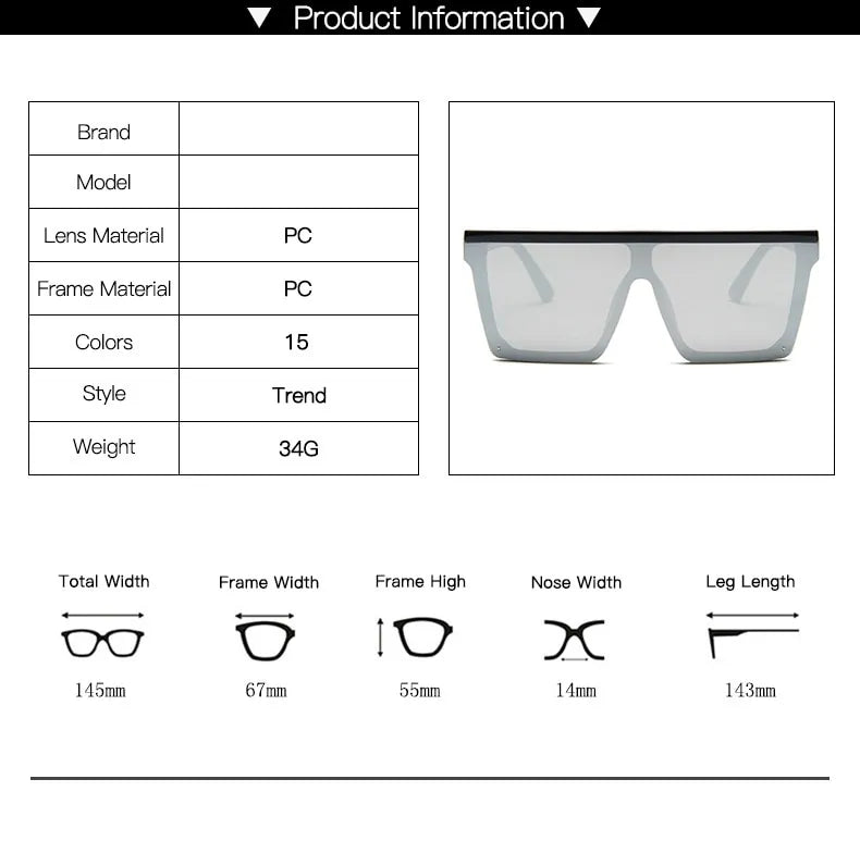 Vintage Oversized Square Sunglasses - Variety Products Market