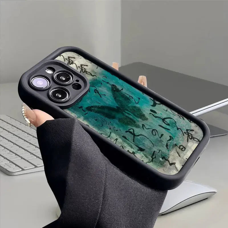 Art Oil Painting Butterfly Soft Phone Case for iPhone 15 14 Pro Max - Variety Products Market