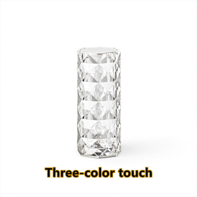 Nordic Crystal Lamp USB Table Lamps Bedroom Touch Dimming Atmosphere Diamond Night Light Rose Projector Lamp Decor - Variety Products Market