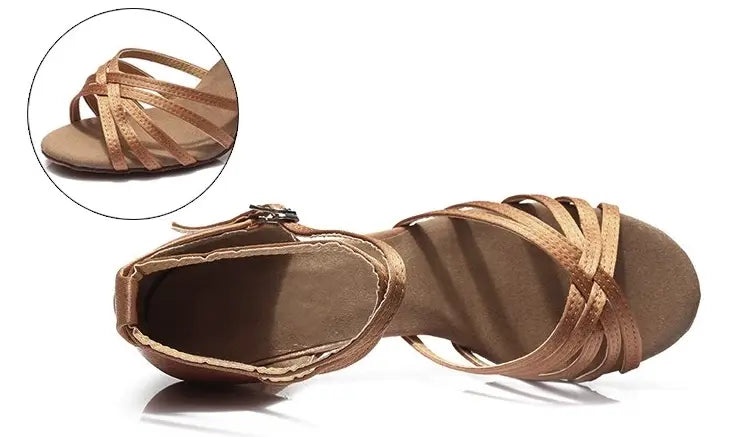 Women's Salsa Bachata Ballroom Dance Shoes Tan - Variety Products Market