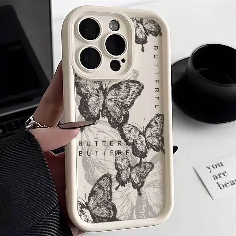 Art Oil Painting Butterfly Soft Phone Case for iPhone 15 14 Pro Max - Variety Products Market