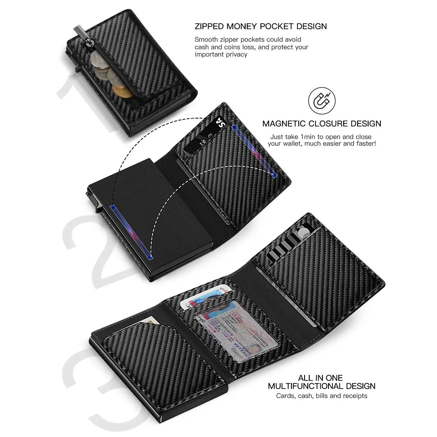 Men's Carbon Fiber Magnetic Card Holder - Variety Products Market