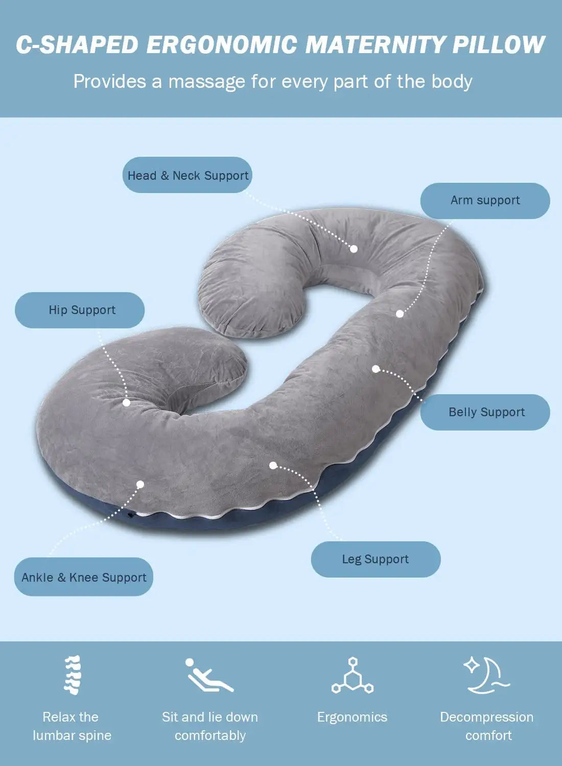 Ultimate Comfort C-Shaped Pregnancy Body Pillow - Variety Products Market