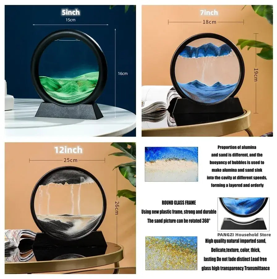 Round 3D Moving Sand Art Decor - Variety Products Market