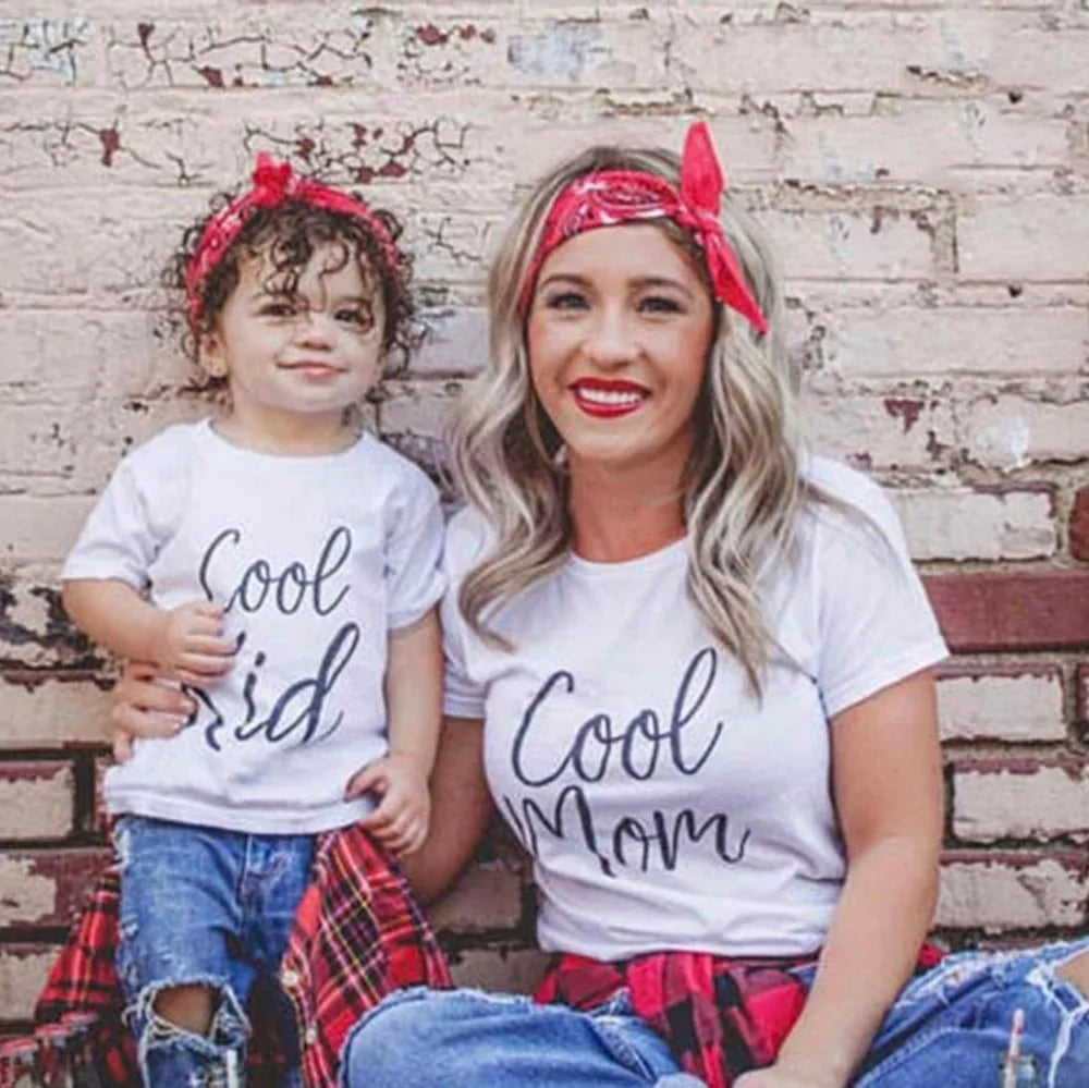 Cool Mom' & 'Cool Kid' Matching Mom & Child Short Sleeve Shirts - Variety Products Market