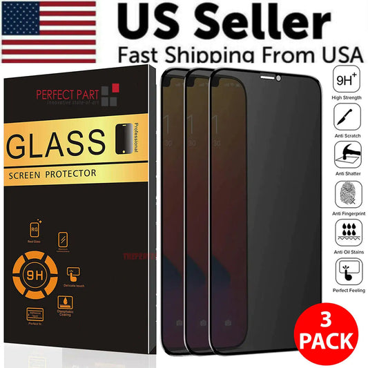 3 Pack For iPhone 15 14 13 12 11 Pro Max Privacy Tempered Glass Screen Protector - Variety Products Market